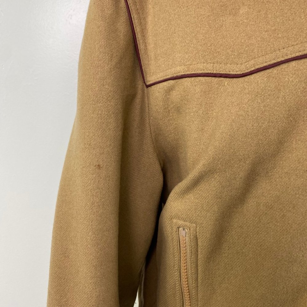 Vintage Anderson-Little Tan w/ Red Trim Coat Large Wool Blend - Picture 6 of 15